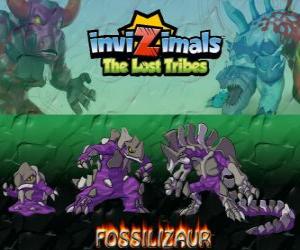 Puzzle Fossilizaur, η τελευταία εξέλιξη. Invizimals The Lost Tribes. Invizimal, που ζει στα σπήλαια και να επιβιώσει να αλλάξετε το χρώμα του δέρματος, κατά βούληση